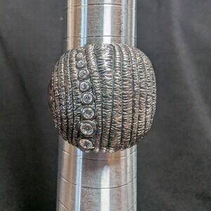 Sterling Silver Siplada In the Groove Ring with CZ Stones 925 Thai Sz 8